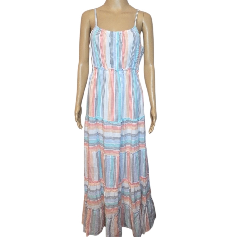 Jessica Simpson Dress Striped Maxi Pastel Womens Size Medium